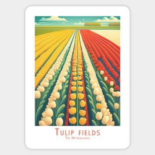 Vinatge Retro Vibrant Tulip Fields Poster Sticker